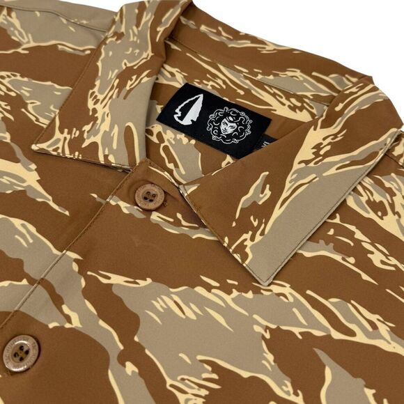 NEW Tachuntfish Men's The Mojito Desert Tiger Button Down Shirt Tan/Brown XL - Picture 1 of 8